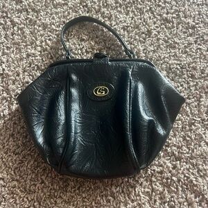 C S black small clutch purse with gold detailing & button clasp